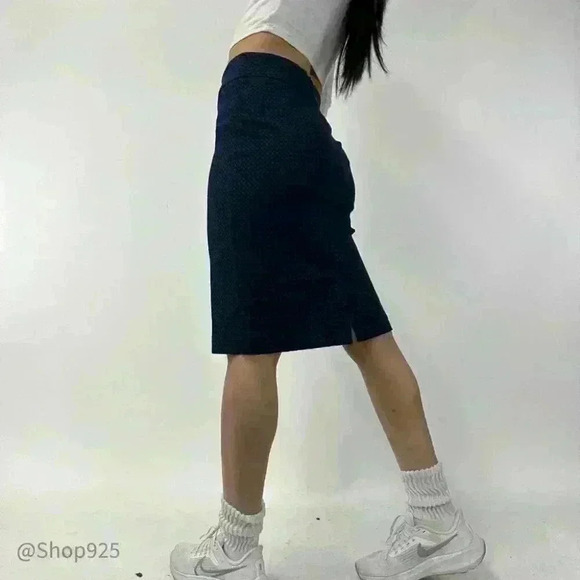 Navy Printed Zip up Midi skirt - Picture 3 of 4